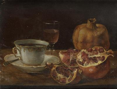 Cup, goblet and pomegranates  /  Nuts and birds (2)