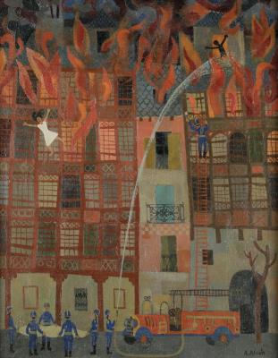 The tremendous fire of the house of the glass windows by Alfredo Alcain - Auction record, sale price, and art valuation. Compare with similar artists and explore comparable artworks.