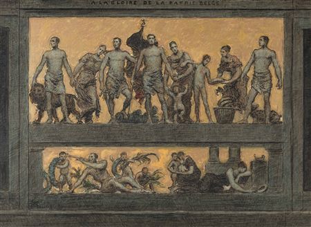 In praise of the Belgian Fatherland, a study by Xavier Mellery - Auction record, sale price, and art valuation. Compare with similar artists and explore comparable artworks.