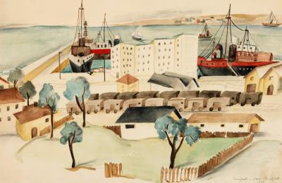 În portul Constanța [1934] by Lena Constante-Brauner - Auction record, sale price, and art valuation. Compare with similar artists and explore comparable artworks.
