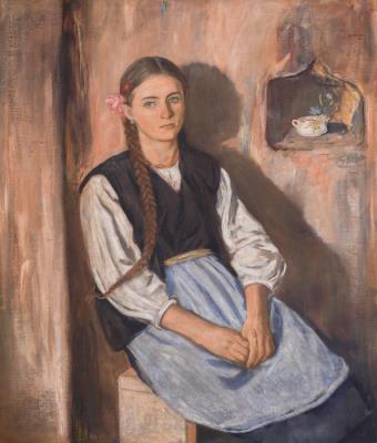 The Pink Rose (Girl from the village of Herman) by Vasil Stoilov - Auction record, sale price, and art valuation. Compare with similar artists and explore comparable artworks.