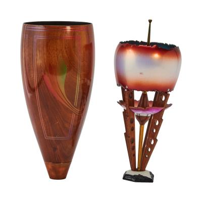 Two Carved Wood and Painted Decorative Objects
