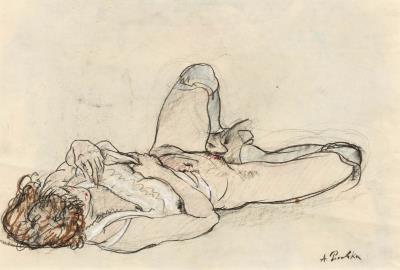 Reclining female nude with shirt pushed up by Anton Emile Peschka - Auction record, sale price, and art valuation. Compare with similar artists and explore comparable artworks.