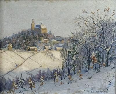 Winter Landscape with a View of Kronberg Castle by Emil Otto Thaetner - Auction record, sale price, and art valuation. Compare with similar artists and explore comparable artworks.