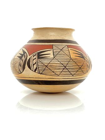 Hopi-Tewa Bat Wing Pattern Pottery Jar.
