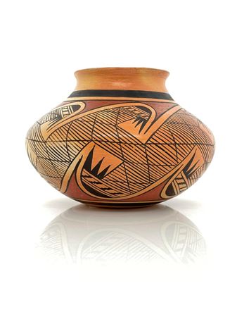 Hopi-Tewa Migration Pattern Pottery Jar.