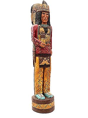 VINTAGE 6FT FRANK GALLAGHER HAND CARVED WOOD CIGAR STORE INDIAN