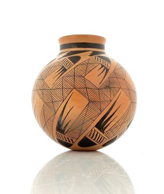 Hopi Migration Pattern Black on Red Pottery Jar