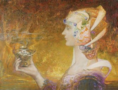 Elegant woman with incense
