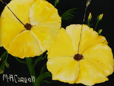 Two Yellow Hibiscus Flowers