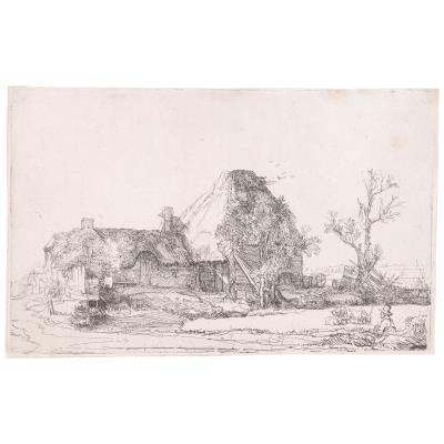 Cottages and Farm Buildings with a Man Sketching