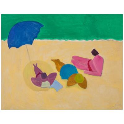 Loungers by the Sea by Sally Michel - Auction record, sale price, and art valuation. Compare with similar artists and explore comparable artworks.