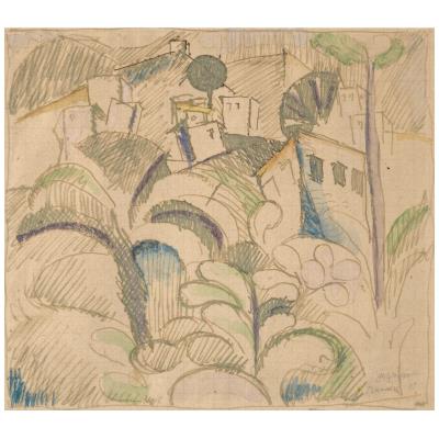 Bermuda or Houses on a Hill in the Bermuda or Cubist Landscape