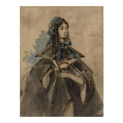 Young woman with blue bonnet