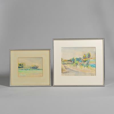 Dordogne, Cornfield and trees in Bright Morning Light; Lot Summer, 1979, Road Junction