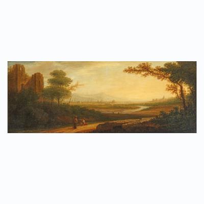 An extensive view of Rome and the river Tiber