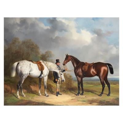 Edward Goodacre with his hunters Clearwell and Rover