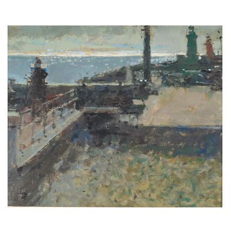 Ken Howard's First Painting of the Day, 5:30am, Harbour Isola del Giglio, Italy