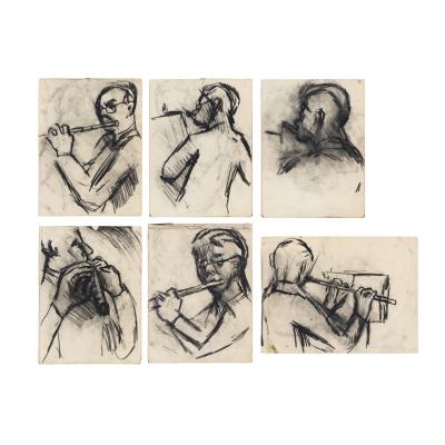 Sketches of the flautist Rainer Schuelein (6)