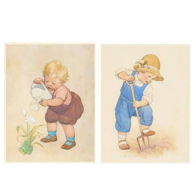 The Little Gardener; Watering the Flowers (2)