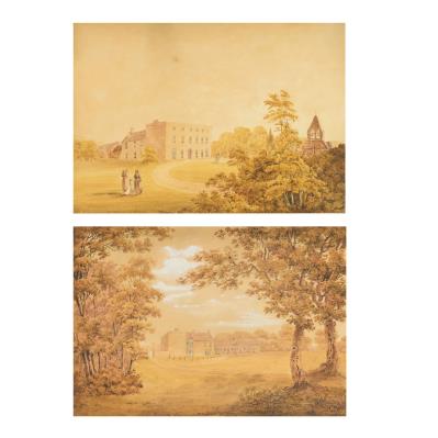 Landscape view with a country house, believed to be Hungerton Hall in Lincolnshire (2)