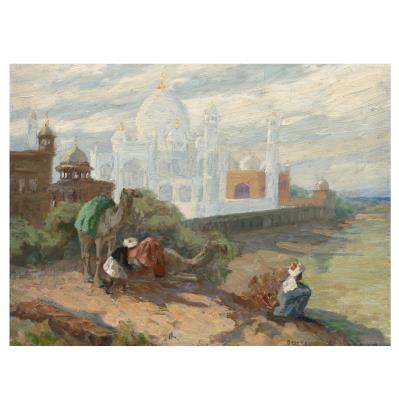 Untitled (A view of the Taj with herdmen and camels in the foreground)