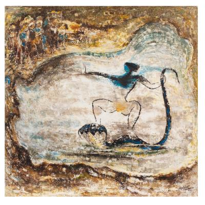 Untitled (Krishna tames Kaliya Nag)