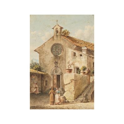 The square of the church, in an Italian village