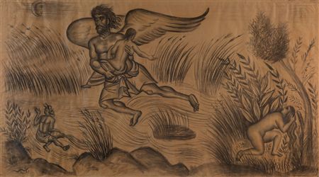The wind Boreas seizes Orithyia who bathes in the Ilissos River by Fotis Kontoglou - Auction record, sale price, and art valuation. Compare with similar artists and explore comparable artworks.