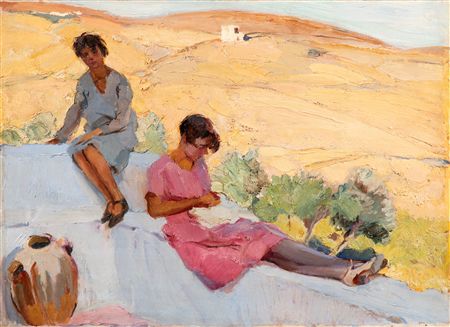 On the roof-terrace, island of Tinos by Nikolaos Lytras - Auction record, sale price, and art valuation. Compare with similar artists and explore comparable artworks.