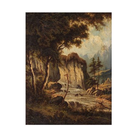 Mountain Landscape with Deer