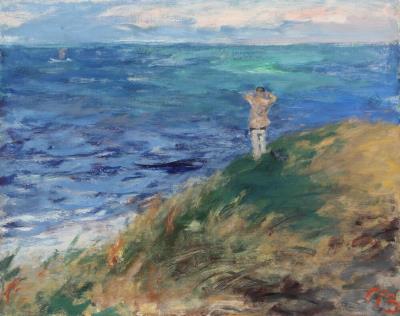 A figure looking over the ocean by Peter Rostrup Boyesen - Auction record, sale price, and art valuation. Compare with similar artists and explore comparable artworks.
