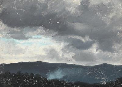 Landscape with grey clouds