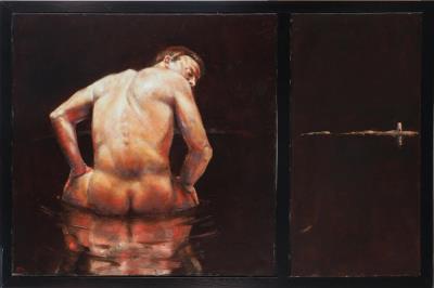 Man seen from the back, diptych, 2000