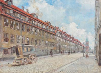 Rigensgade seen from Sølvgade, Copenhagen by Aksel Jorgensen - Auction record, sale price, and art valuation. Compare with similar artists and explore comparable artworks.