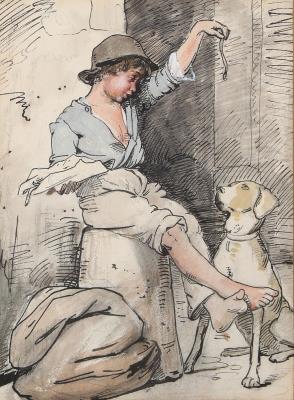 A young boy with a dog