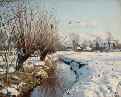 A stream running through a winter landscape