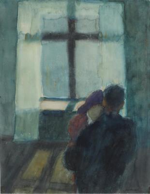 Interior with figures by a window