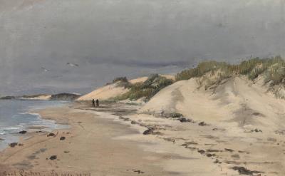 Coastal scene from Skagen with two walking people