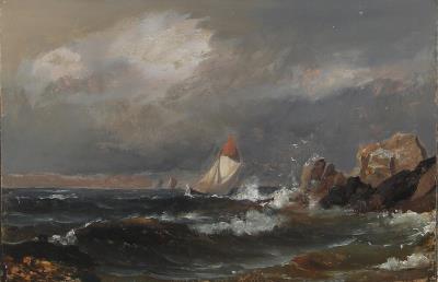 A sailboat near the cliffs of Kullen