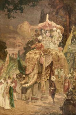 An elephant procession with the Maharaja by Hugo Vilfred Pedersen - Auction record, sale price, and art valuation. Compare with similar artists and explore comparable artworks.