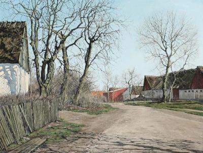 Trees casting a shadow on a clear day in Baldersbrønde