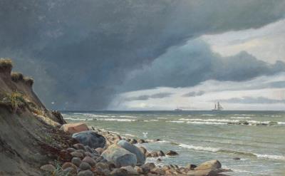 Coastal scene with storm clouds