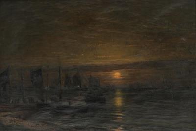 Sommeraften ved Sundet. Maaneskin (Summer night over the sea. Moonlight)