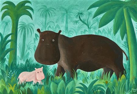 Hippopotamus with young