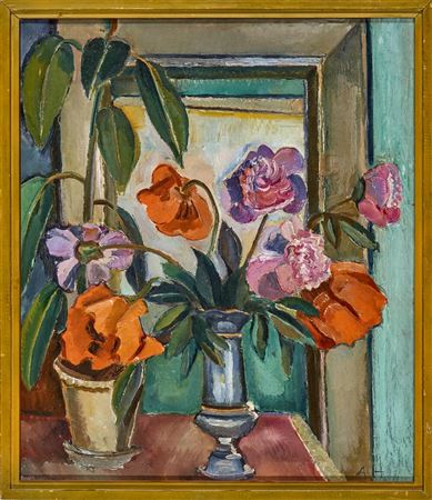 Still life with poppies and peonies