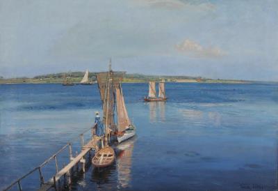 Coast scenery from Svendborgsund, presumably seen from Ranzausminde against Tåsinge North