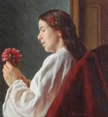 Portrait of a woman with a flower