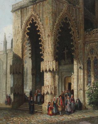 Churchgoers after the mass at St. Vincent Cathedral