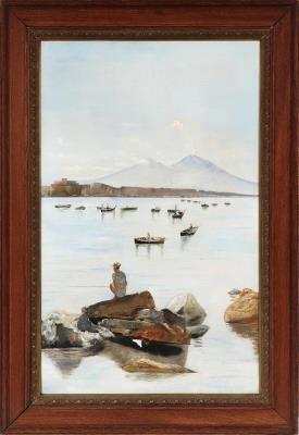 Fishermen and fishing boats in the Gulf of Naples